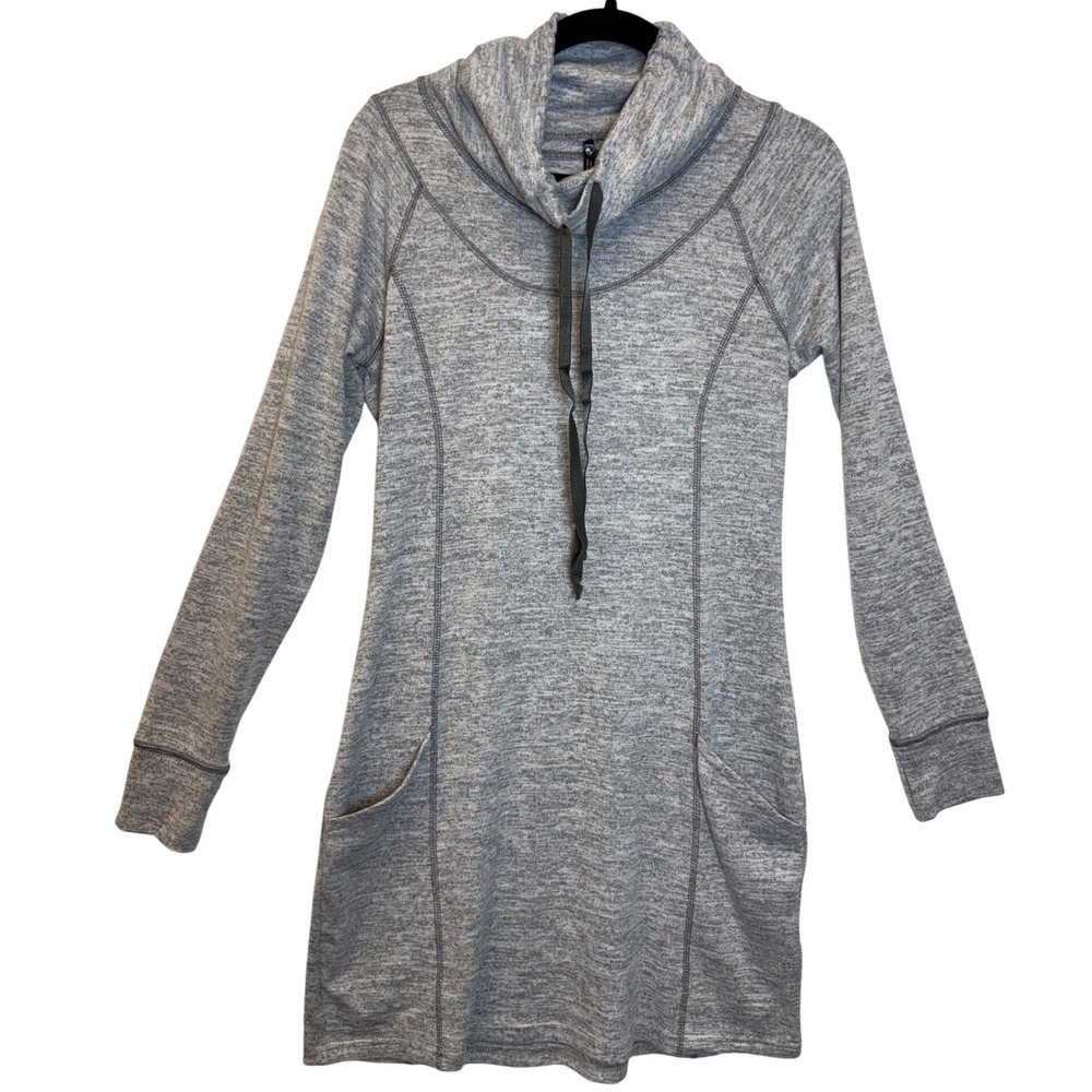 Kuhl Lea Ash Gray Heathered Cowl Neck Long Sleeve Tunic Dress Pockets Size M